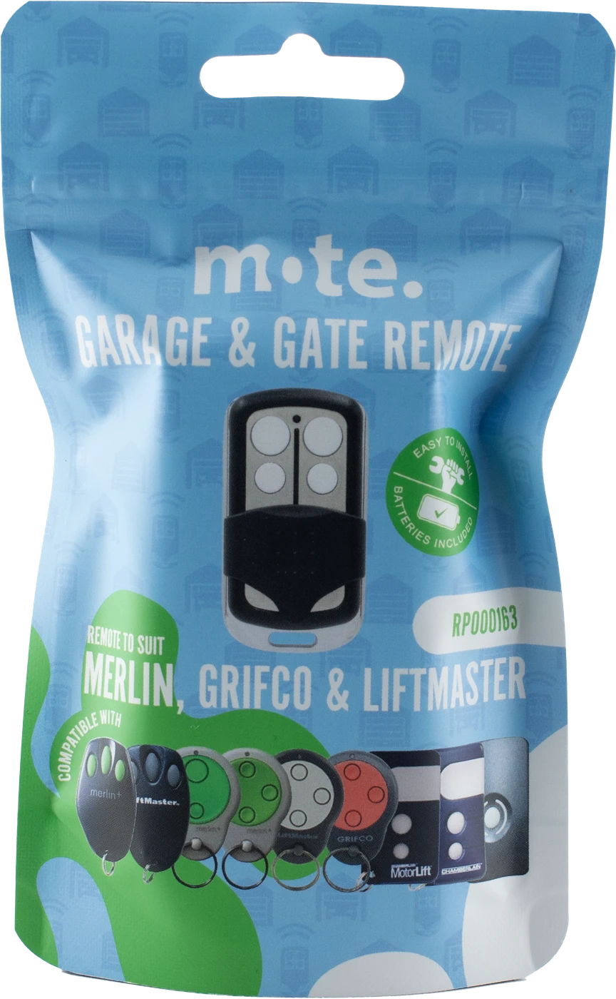 Mote packaged remote to suit Merlin, Grifco & Liftmaster
