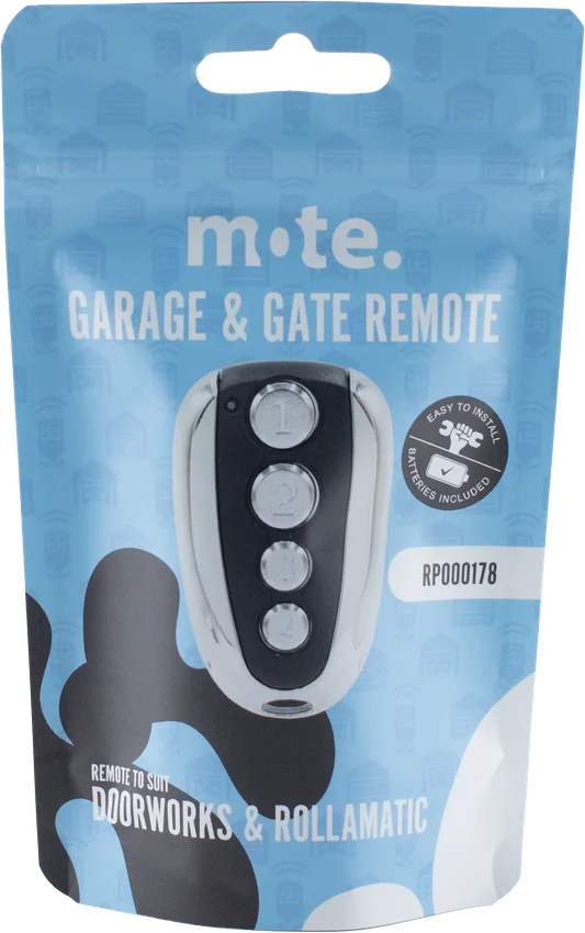 Mote packaged remote to suit Doorworks & Rollamatic